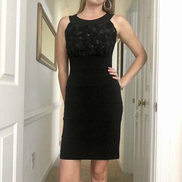 Sequined Roses Form Fitting LBD - Enfocus Studio - Picture 2 of 16